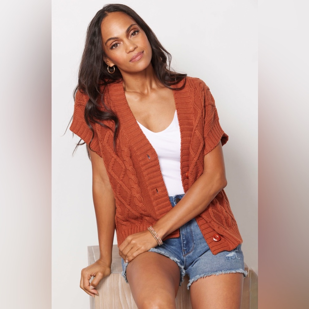 Evereve - Jamison Kaia Cable Button Down Vest NWT